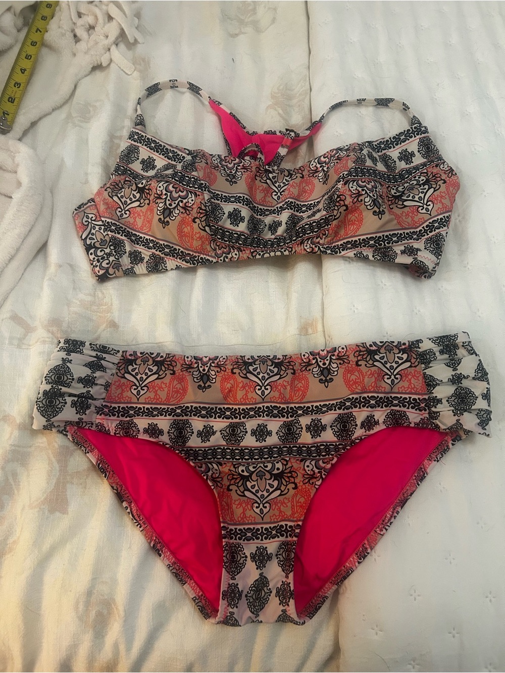 BECCA Pink and Coral Printed Two-Piece Bikini